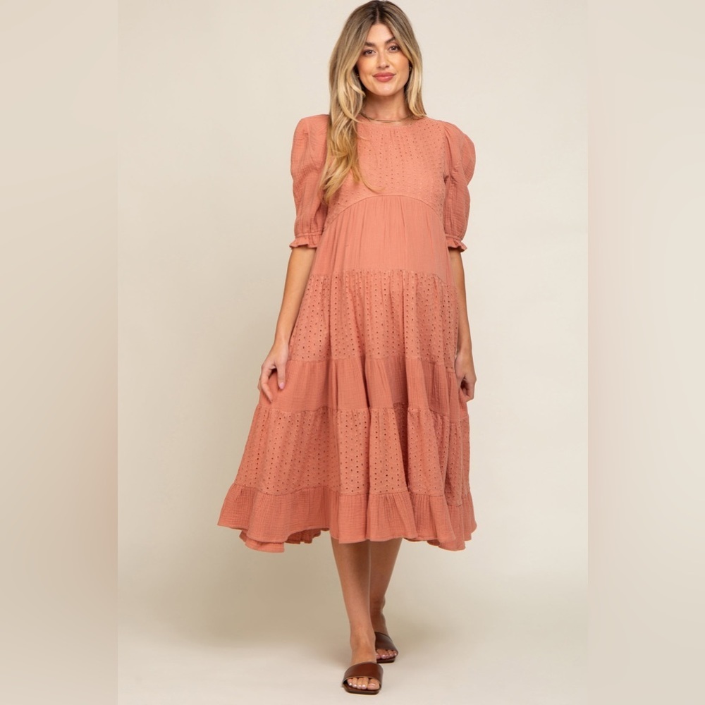 Pinkblush eyelet tiered midi dress nwot - Picture 3 of 8
